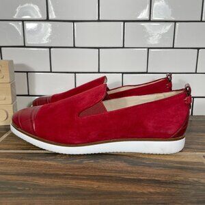 Cole Haan Grand Ambition Womens 7.5 Shoes Red Croc Print Leather Suede Slip On